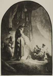 Rembrandt Etching, "Raising of Lazarus"